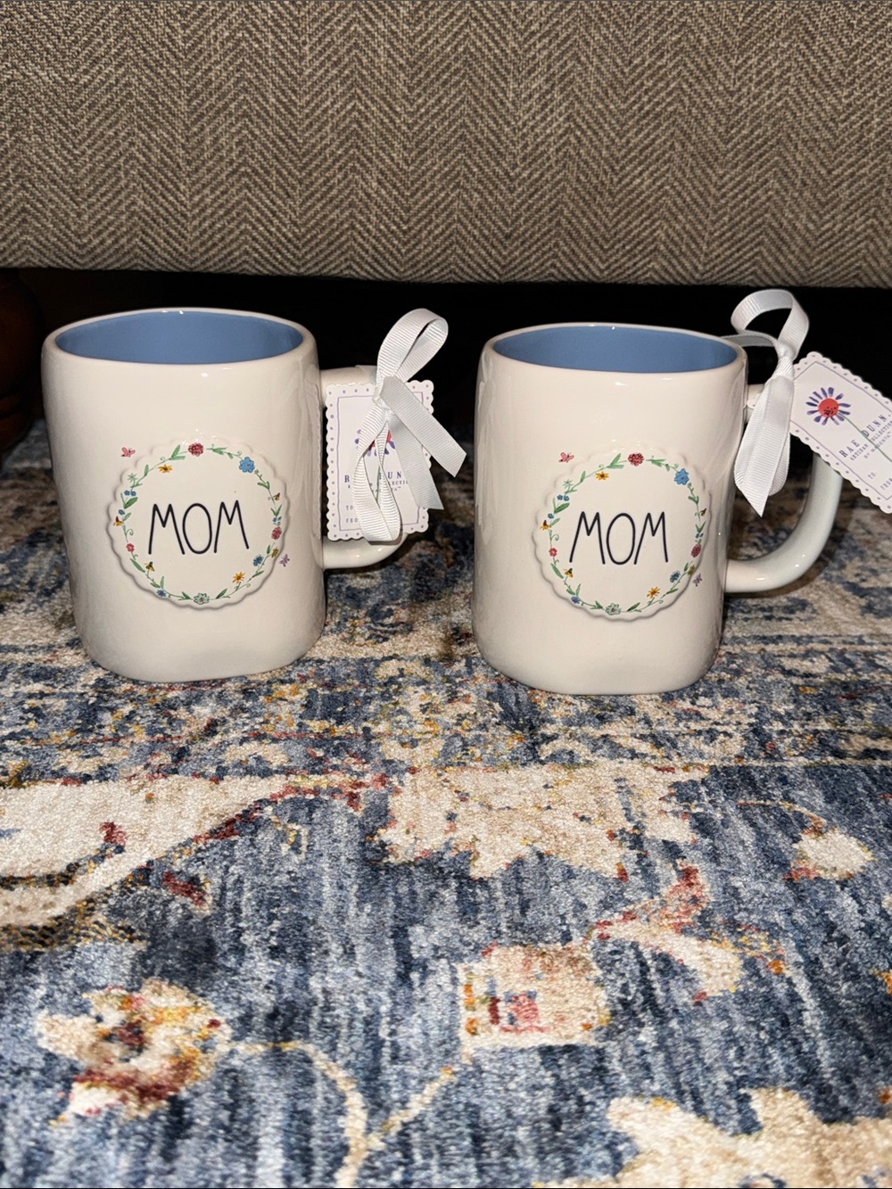 NWT RAE DUNN coffee tea mug cup floral ‘Mom’ spring